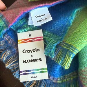 Crayola Multicolor Plaid Fringe Scarf - Blue, Green, Pink